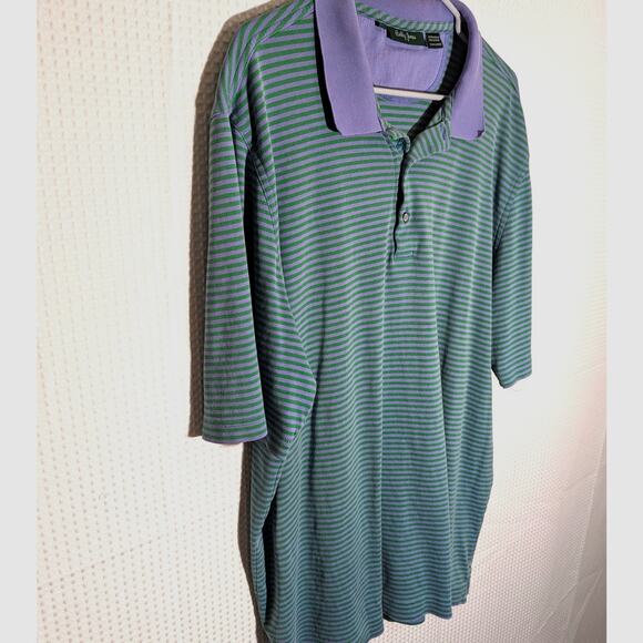 Bobby Jones XXL Polo Shirt Purple Green Stripe Pima Cotton Peruvian Golf Mens - Picture 2 of 5